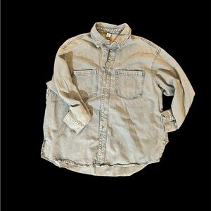 H&M oversize Blue Denim Shirt or jacket sz L. Never worn.